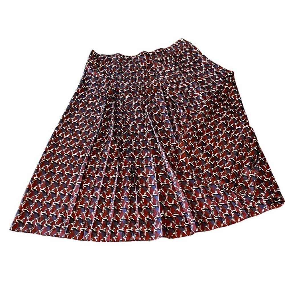 Zara Geometric Print Silky Satin Midi Skirt with Pleats - Picture 4 of 16